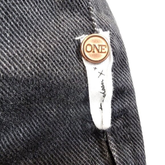 One X One Teaspoon Skirt Womens 26 Black Mini Denim Distressed Fringe Raw Hem - Picture 2 of 9